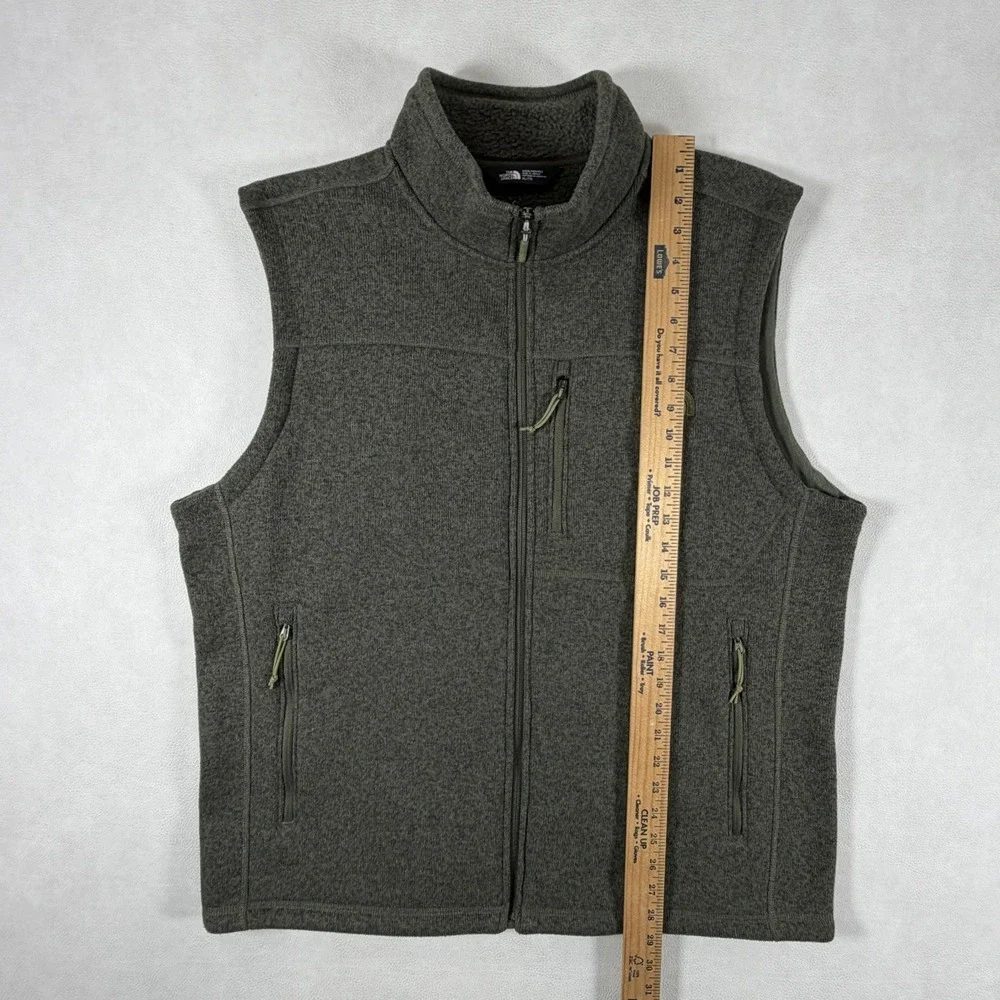 The North Face Mens XL Gordon Lyons Full Zip Fleece Vest Olive Green